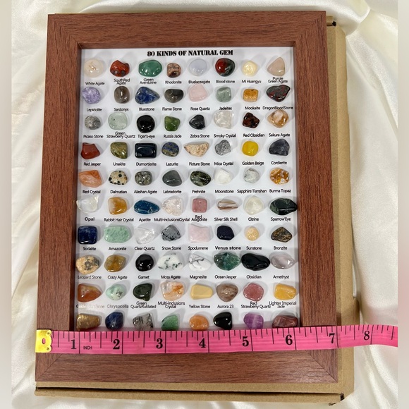 90 Framed Gemstone Samples Gift Vertical Brown 1 - Picture 4 of 6